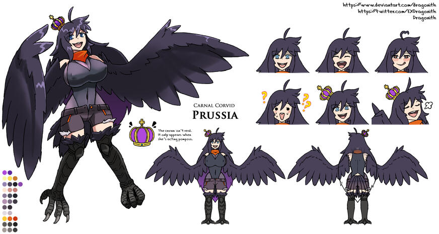 Prussia the Raven Harpy Ref Sheet